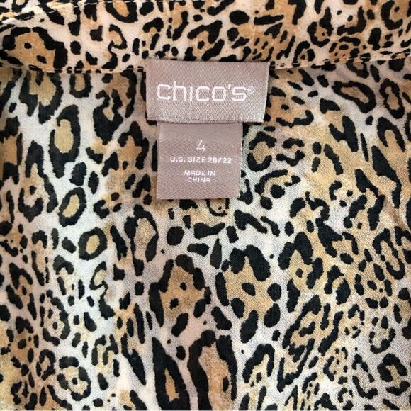 Chicos Leopard Print Button Front Tunic Top Long Sleeve Size 20-22 Chicos Size 4 - Picture 12 of 12